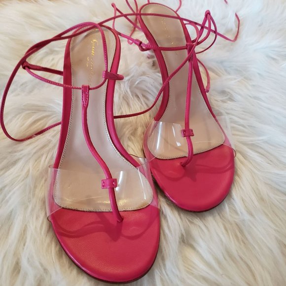 Gianvito Rossi *NEW* Gwyneth PVC Pink Leather Sandals - Picture 7 of 12